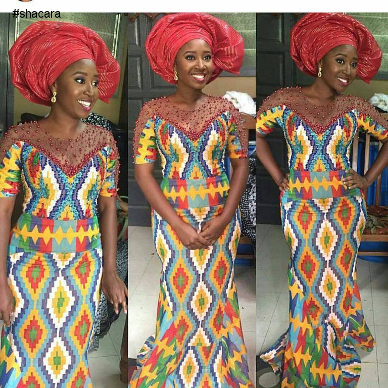 BEAUTIFUL LATEST STYLE BEING SEWED WITH SOME COLOURFUL ANKARA PRINT