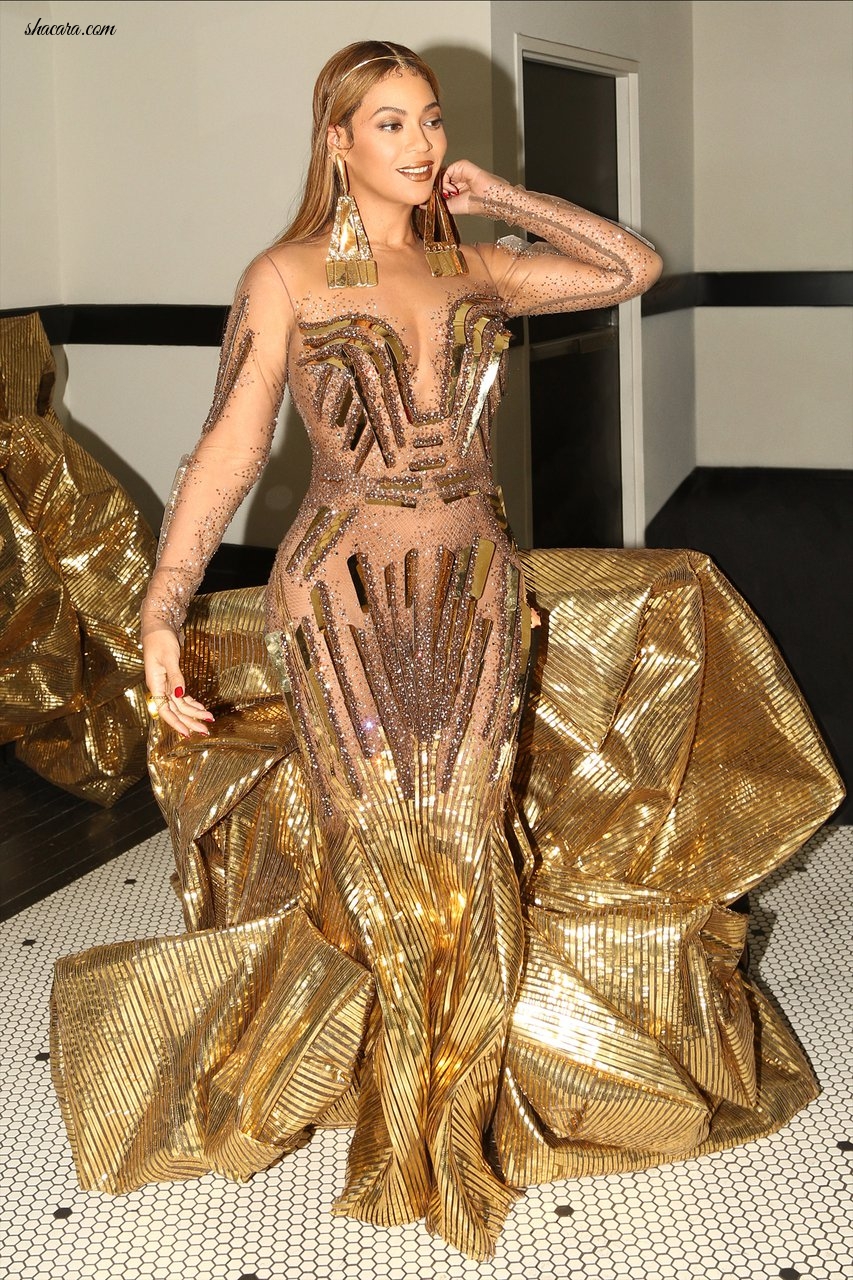 Beyonce’s Golden Outfit To The Wearable Art Gala