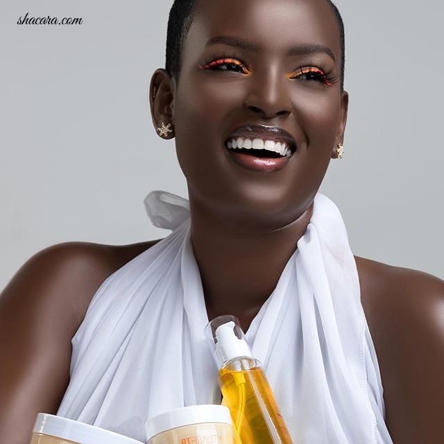 Uganda’s Dark Skinned Beauty Bettinah Tianah Unleashes Jaw Dropping Images For Her New Brand BEAUTY UGANDA