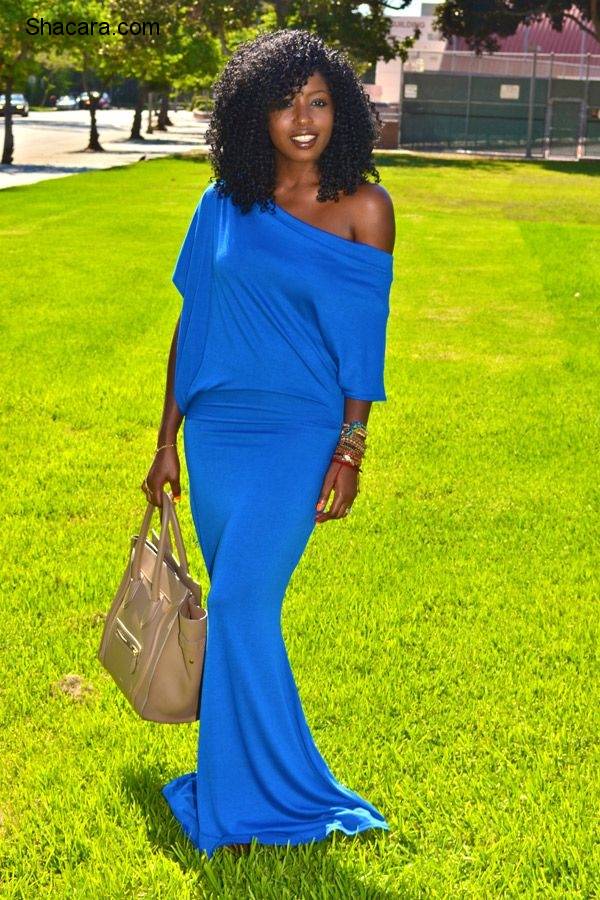 WEEKEND INSPIRATION LOOK; THE OFF-THE-SHOULDER MAXI DRESS