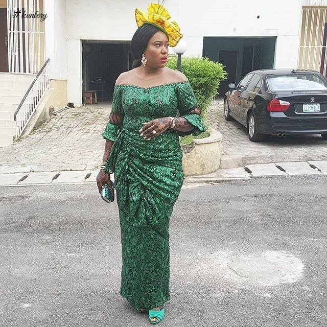LATEST GREEN ASO EBI STYLES FOR THAT OWAMBE