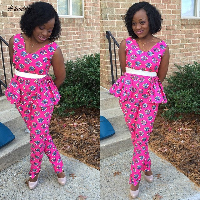 THE MATCHING ANKARA TROUSERS AND PEPLUM TOP TWO-PIECE SET YOU NEED TO SLAY NOW