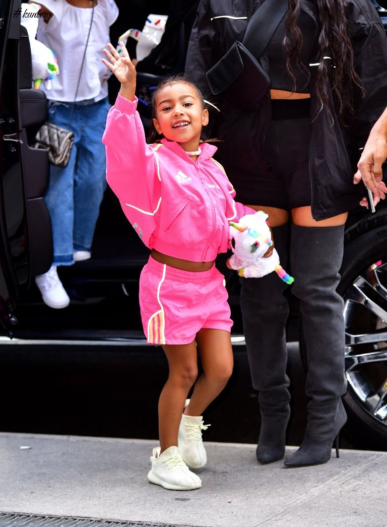 North West Is Serving Looks & Looking Stylish In Her Pink Adidas Tracksuit
