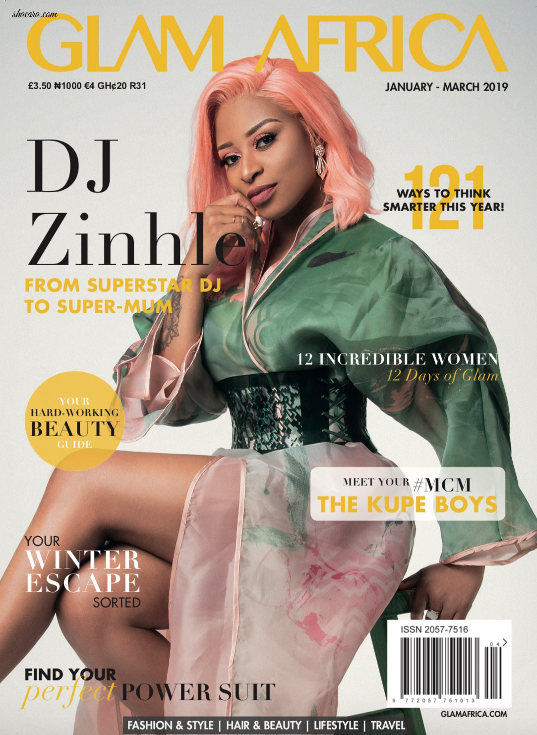 South Africa’s DJ Zinhle Covers The “Think Smart” January/March Issue Of Glam Africa Magazine