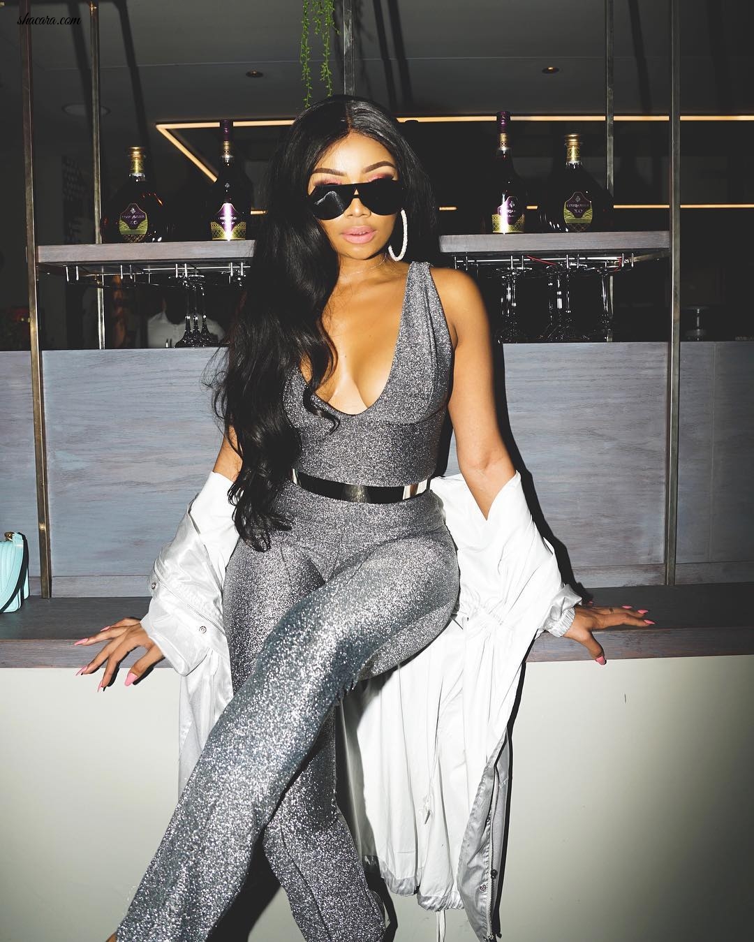 Bonang Matheba Stuns In A Grey Jumpsuit As She Hosts Exclusive Cocktail Masterclass In Johannesburg