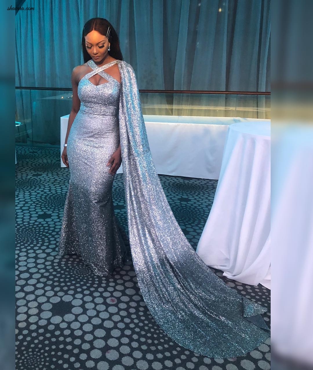 Osas Ighodaro Ajibade Looks Angelic In This Sparkling Gown At The 2019 WASH Gala