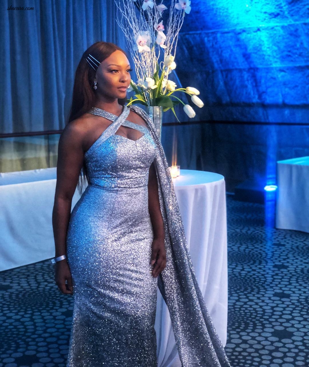 Osas Ighodaro Ajibade Looks Angelic In This Sparkling Gown At The 2019 WASH Gala