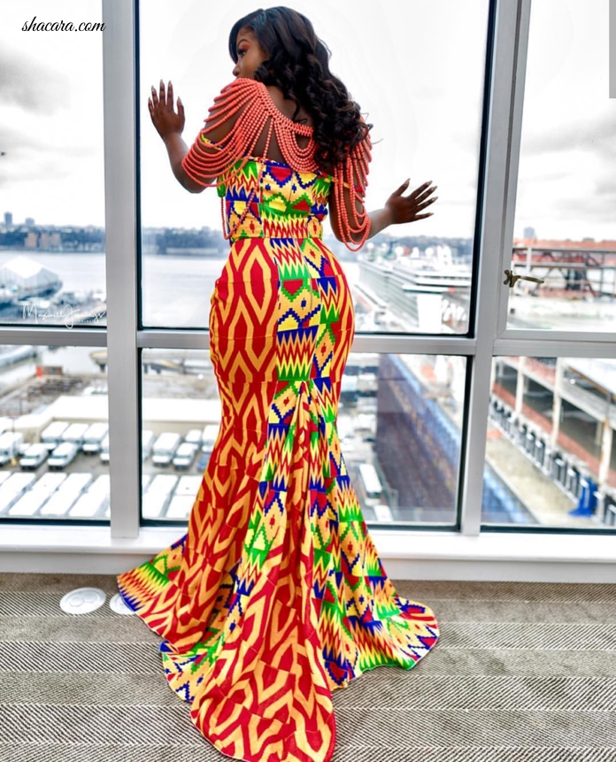 This Stunning Newly Wed Priscilla, Is Giving Us Wedding Dress Goals With This Extraordinary Kente Dress