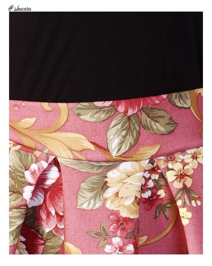 canill Hugging Top With Pleated Skirt Set - Black/Peach