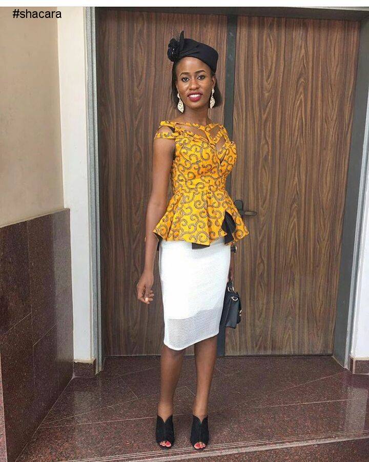 BEAUTIFUL LATEST STYLE BEING SEWED WITH SOME COLOURFUL ANKARA PRINT