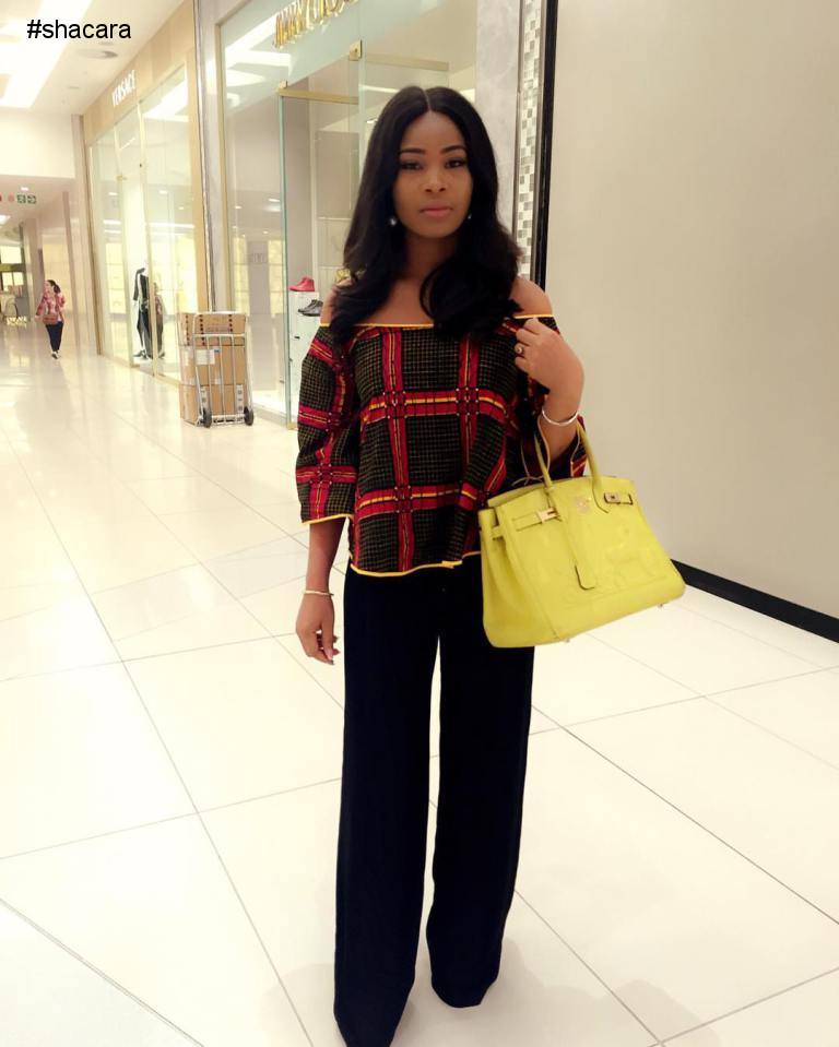 BEAUTIFUL LATEST STYLE BEING SEWED WITH SOME COLOURFUL ANKARA PRINT