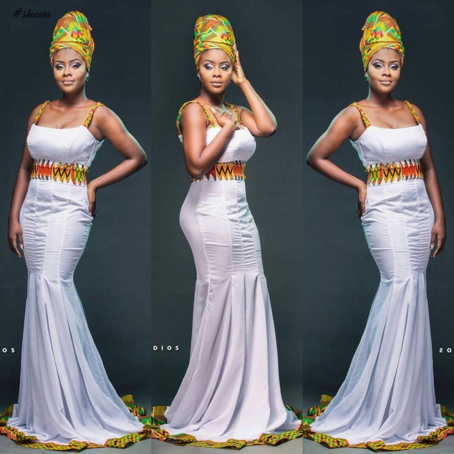 CREATIVE BLEND OF WHITE AND KENTE ANKARA PRINTS