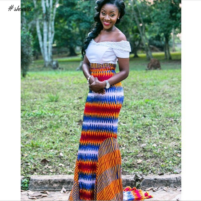 CREATIVE BLEND OF WHITE AND KENTE ANKARA PRINTS