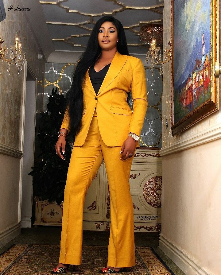 Nigerian Actress, Angela Okorie Serves Smashing Suit Style Inspirations In Celebration Of Her Birthday