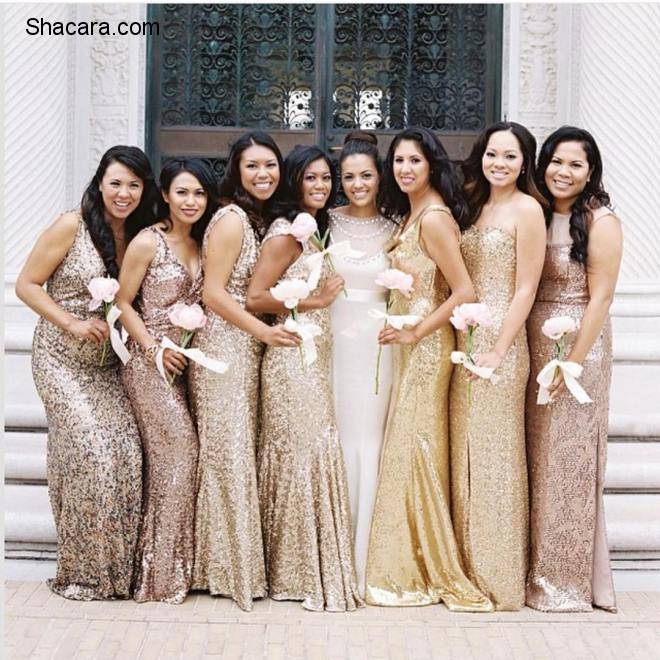 SPEAKING OF JAW-DROPPING BRIDAL TRAIN DRESSES, CHECK OUT THE COLLECTIONS OF BEAUTIFUL BRIDESMAIDS