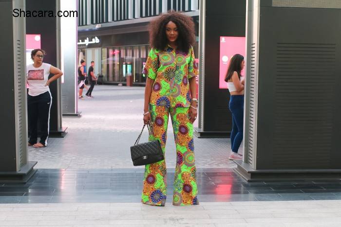Dubai Street Style In A Lanre DaSilva Ajayi Print Trouser Set