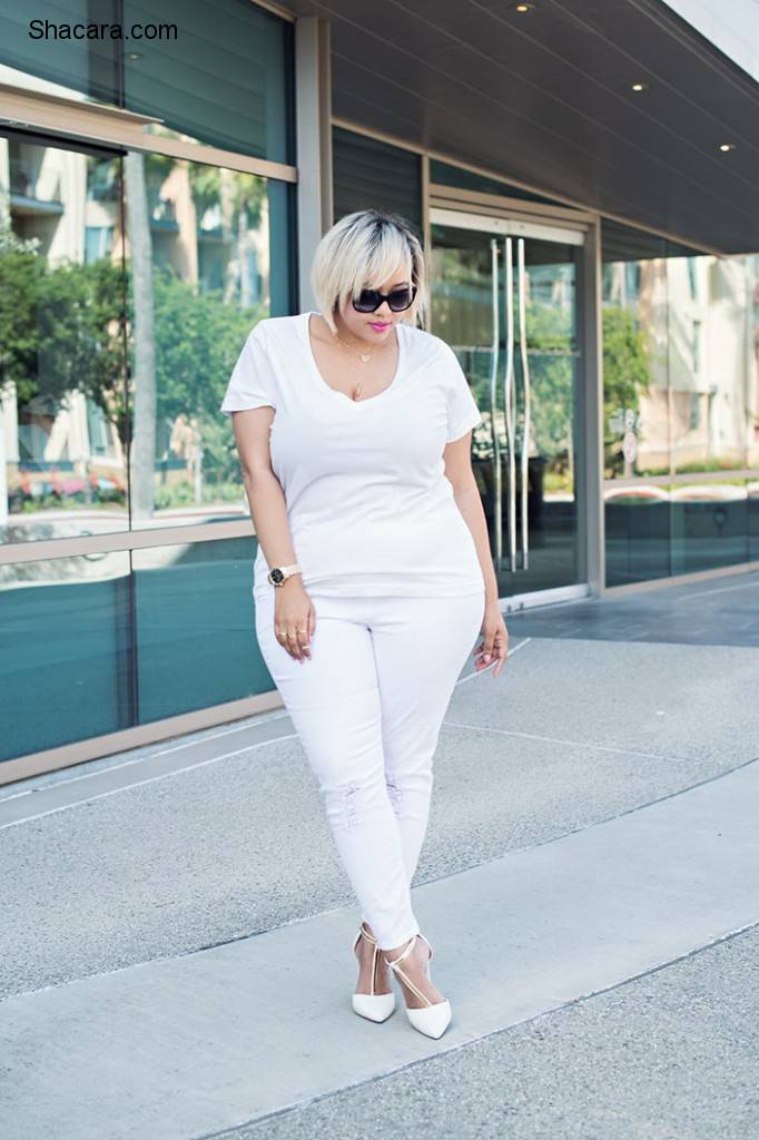 ALL-WHITE PLUS-SIZE OUTFIT IDEAS FOR THE WEEK