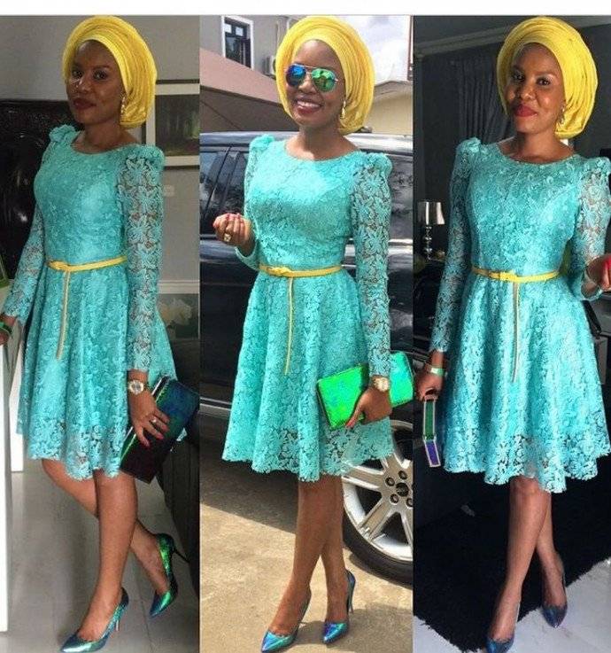 COOL AND TRENDY ASO EBI SHORT LACE DRESSES