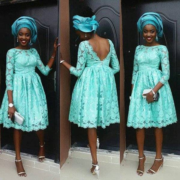 COOL AND TRENDY ASO EBI SHORT LACE DRESSES