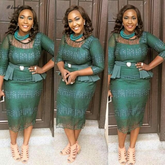 LATEST GREEN ASO EBI STYLES FOR THAT OWAMBE