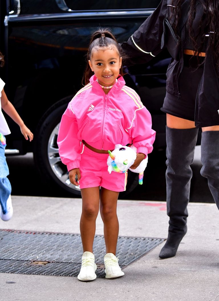 North West Is Serving Looks & Looking Stylish In Her Pink Adidas Tracksuit