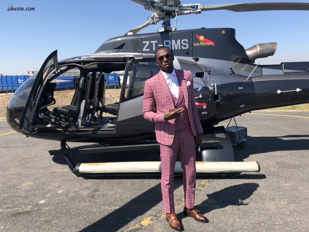 Usain Bolt Arrives To South Africa’s Sun Met With A Helicopter; See This & All The Slayage By SA Fashionistas