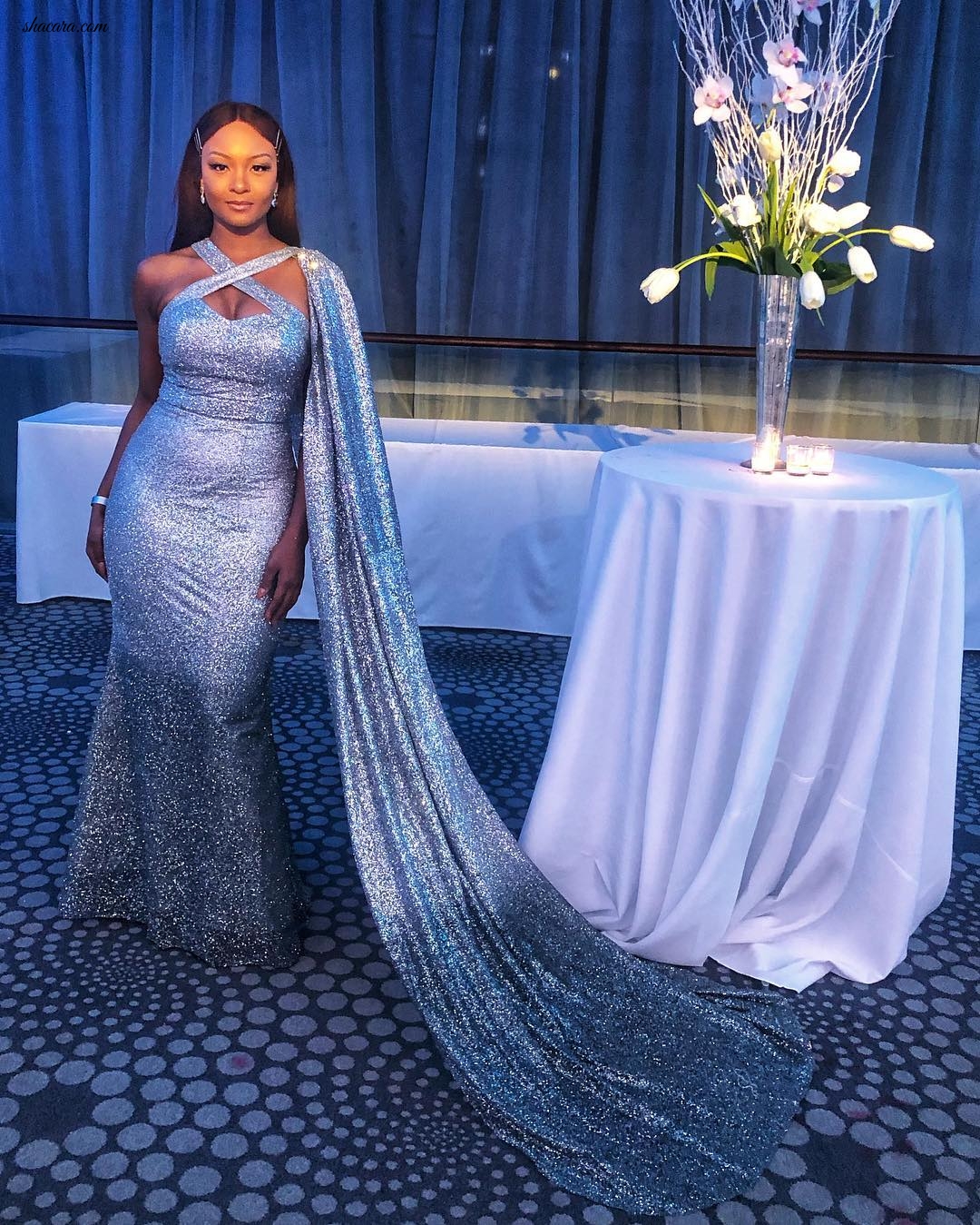 Osas Ighodaro Ajibade Looks Angelic In This Sparkling Gown At The 2019 WASH Gala